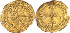 Louis XII (1498-1514). Écu d’or au soleil du Dauphiné ND (1498-1501), Montélimar.
NGC AU DETAILS CLEANED (5785796-108).
Av. (lis couronné) LVDOVICVS...