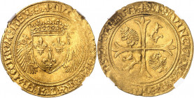 Louis XII (1498-1514). Écu d’or au porc-épic ND (1507-1515), Bayonne.
NGC AU 58 (5785098-028).
Av. + LVDOVICVS: DEI: GRACIA: FRANCORV: REX (ancre). ...