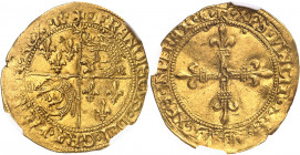 François Ier (1515-1547). Écu d’or au soleil du Dauphiné, 1er type ND (1522-1528), R couronnée, Romans.
NGC MS 62 (2112845-011).
Av. +. FRANCISCVS. ...
