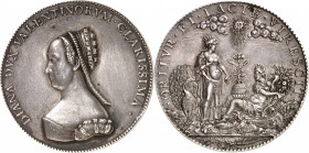 Henri II (1547-1559). Médaille hybride, Diane de Poitiers, duchesse de Valentinois ND (c.1602, postérieure), Paris.
Av. DIANA. DVX. VALENTINORVM. CLA...