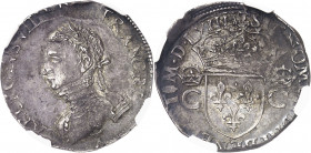 Charles IX (1560-1574). Teston, 2e type 1564, T, Nantes.
NGC AU 58 (5785796-089).
Av. CAROLVS. VIIII. D. G. FRANC. REX. Buste à gauche du Roi, lauré...