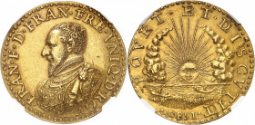 Henri III (1574-1589). Médaille d’or, François d’Anjou, frère du Roi et son acceptation du trône des Pays-Bas selon le Traité de Plessis-Lès-Tours 158...