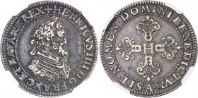Henri IV (1589-1610). Piéfort de poids double de l’essai du demi-franc, Tranche cannelée 1607, A, Paris.
NGC XF DETAILS REV DAMAGE (5785796-102).
Av...