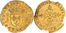 Louis XIII (1610-1643). Écu d’or au soleil, 1er type, sans chiffre du Roi 1633, A, Paris.
NGC MS 61 (5785098-025).
Av. LVDOVICVS. D. G. FRAN. ET. NA...