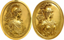 Louis XIII (1610-1643). Médaillon ou Médaille artistique en Or, Louis XIII et Marie de Médicis, attribué à Guillaume Dupré ND (1620-1622), Paris.
Av....