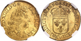 Louis XIV (1643-1715). Louis d’or à l’écu, flan neuf 1690, A, Paris.
NGC MS 63 (5784618-009).
Av. LVD. XIIII. D. G. FR. ET. NAV. REX. Tête âgée du R...