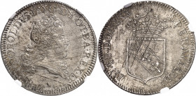Lorraine (duché de), Léopold Ier (1690-1729). Double teston 1719, Nancy.
NGC MS 62 (5954691-040).
Av. LEOPOLDVS. I. D. G. D. LOT. BA. REX. IE. Buste...