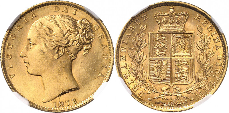 Victoria (1837-1901). Souverain, signature WW en relief, coin #6 1872, Londres....