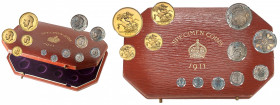 Georges V (1910-1936). Coffret, SPECIMEN COINS, avec 4 monnaies Or et 8 et Argent 1911, Londres.
NGC PF 64 à 66+ (5784002-001 à 004, 3930804-005 à 01...