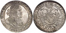 Ferdinand III (1637-1657). Thaler 1651, KB, Kremnitz (Körmöcbánya).
NGC MS 64 (5784009-077).
Av. FERDINAND III. D. G. RO. I. S. AVG. GER. HV. BOH. R...