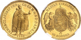 François-Joseph Ier (1848-1916). 10 korona 1906, KB, Kremnitz (Körmöcbánya).
NGC MS 66 (5785796-054).
Av. FERENCZ JOZSEF I K. A. - CS. ÉS. M. H. S. ...