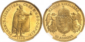 François-Joseph Ier (1848-1916). 10 korona 1912, KB, Kremnitz (Körmöcbánya).
NGC MS 65 (5785796-055).
Av. FERENCZ JOZSEF I K. A. - CS. ÉS. M. H. S. ...