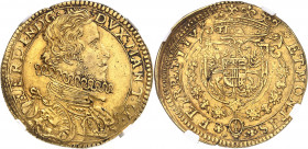 Mantoue, Ferdinand Gonzague (1612-1626). 2 doppie ND (1621-1628), Mantoue.
NGC AU 55 (5783258-002).
Av. .FERDIN. D. G. - .DVX. MANT. VI. Buste cuira...