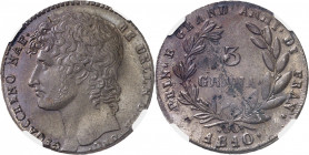 Naples, Joachim Murat (1808-1815). 3 grana 1810, Naples.
NGC MS 62 BN (6141770-004).
Av. GIOACCHINO NAP. RE DELLE DUE SIC. Tête nue à gauche. 
Rv. ...