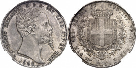 Savoie-Sardaigne, Victor-Emmanuel II (1849-1861). 5 lire 1860, Tête d’aigle, Turin.
NGC MS 65 (5785094-031).
Av. VICTORIVS EMMANVEL II. D. G. REX SA...