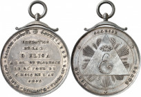 Toscane, Premier Empire / Napoléon Ier (1804-1814). Médaille, fondation de la loge Elisa à Florence 1809.
Av. (G dans une étoile) GOURY * AUDÉ * GABB...