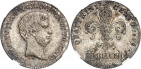 Toscane (Grand-duché de), Léopold II (1824-1859). Fiorino (100 quattrini), 2e type 1858, Florence.
NGC MS 66 (5785098-007).
Av. LEOPOLDO II. A. D’A....