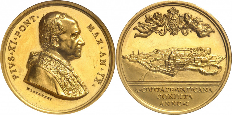 Vatican, Pie XI (1922-1939). Médaille d’Or, création de l’État de la Cité du Vat...
