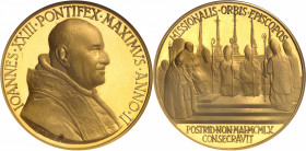 Vatican, Jean XXIII (1958-1963). Médaille d’Or, consécration épiscopale à Saint-Pierre, par Mistruzzi, Flan bruni (PROOF) An II - 1960, Rome.
NGC PF ...