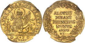 Venise, Alvise Pisani (1735-1741). Oselle de 3 sequins 1735 - An I, Venise.
NGC MS 64 (2117145-030).
Av. *SANCT* MARCVS VENETVS*. Le lion de Saint M...