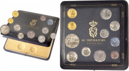 Victor-Emmanuel III (1900-1946). Coffret RE IMPERATORE 9-VI-1936-XIV comprenant 11 monnaies en Or, argent et bronze 1936 - An XIV, R, Rome.
NGC MS 61...