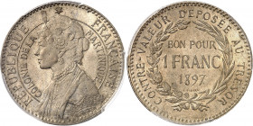 IIIe République (1870-1940). 1 franc 1897, Paris.
PCGS MS64 (43098232).
Av. REPUBLIQUE - FRANÇAISE / COLONIE DE LA - MARTINIQUE. Buste de la Martini...