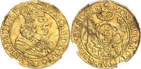 Jean II Casimir Vasa (1649-1668). Ducat 1658 DL, Gdansk (Dantzig).
NGC AU DETAIL REMOVED FROM JEWELRY (5785797-013).
Av. IOH. CAS. D. G. R. POL. & S...
