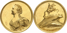 Catherine II (1762-1796). Médaille d’Or, inauguration du monument de Pierre le Grand par J.-B. Gass 1782, Saint-Pétersbourg.
NGC UNC DETAILS REPAIRED...