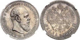 Alexandre III (1881-1894). Rouble 1888 AГ, Saint-Pétersbourg.
NGC MS 62 (5971802-012).
Av. Légende en cyrillique. Buste à droite. 
Rv. Aigle bicéph...