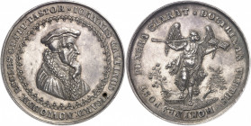 Genève (canton de). Médaille, centenaire du retour de Jean Calvin à Genève après son exil, par Sébastien Dadler ND (1641), Nuremberg.
NGC MS 60 (5785...