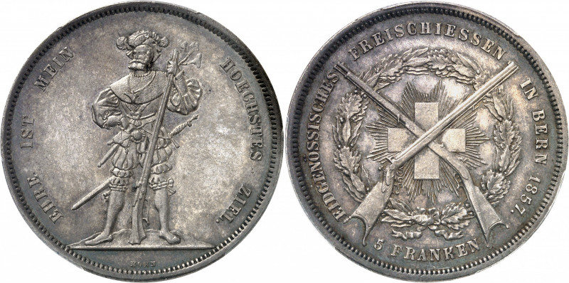 Berne (canton de). Module de 5 francs commémoratif, concours de tir de Berne 185...