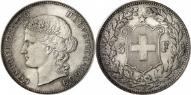 Confédération Helvétique (1848 à nos jours). 5 francs 1909, B, Berne.
PCGS MS66 (3426630).
Av. CONFOEDERATIO HELVETICA* (date). Tête diadémée à gauc...