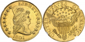 République fédérale des États-Unis d’Amérique (1776-à nos jours). 10 dollars Liberty cap 1801, Philadelphie.
NGC MS 61 (4177963-001).
Av. LIBERTY et...