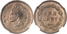 République fédérale des États-Unis d’Amérique (1776-à nos jours). One cent, 1er type (sans l’écu) 1859, Philadelphie.
NGC MS 63 (5785796-117).
Av. U...