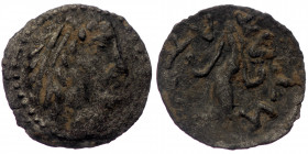 Commagene, imitation of AR drachm of Demetrios I Soter (162-150 BC), Bl (Billon, 16mm, 0.63g), 1st century BC. 
Obv: Crude diademed head right. 
Rev: ...