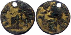 Gothic tribes Barbaric fourree imitation of Probus (?) aureus (Bronze/gold, 2.47g, 19mm) ca III century AD
Random combination of letters"IOZ" - Helmet...