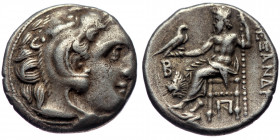KINGS OF MACEDON, Alexander III 'the Great' (336-323 BC) AR Drachm (Solver, 4.23g, 16mm) Kolophon.
Obv: Head of Herakles right, wearing lion skin.
Rev...