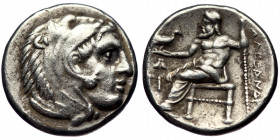 MACEDONIAN KINGDOM, Alexander III, the Great (336-323 BC). AR drachm (Silver, 4.18 g, 17mm). Early posthumous issue, Sardes, ca. 320/19 BC. 
Obv: Head...