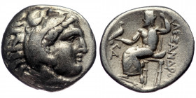MACEDONIAN KINGDOM. Alexander III the Great (336-323 BC). AR drachm (Silver, 17mm, 4.07g) Tomi
Obv: Head of Heracles right, wearing lion skin headdres...