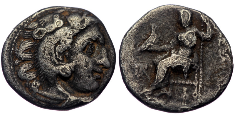 Kingdom of Macedon, Lampsakos, AR drachm (Silver, 17mm, 3.86g), Philip III Arrhi...