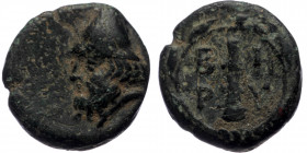 Troas, Birytis, AE (Bronze, 11,7 mm, 1,31 g), 4th century BC.
Obv: Head of Kabeiros left, wearing pileos above. 
Rev: B - I / P - Y, club, all within ...