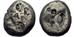 Ionia under Achaemenid dynasty, AR siglos (Silver, 14,9 mm, 5,20 g), 5th-4th centuries BC. 
Obv: Banker's marks practically obliterate the obv. type. ...