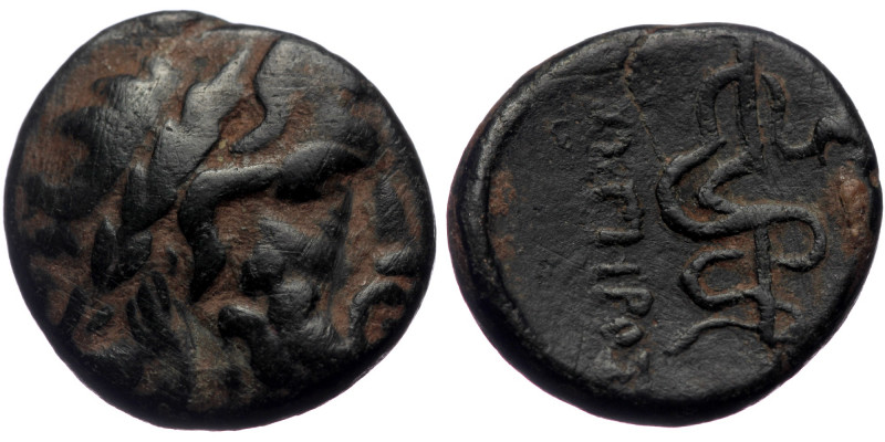 Mysia, Pergamon, AE (Bronze, 17mm, 4.55g), ca. 150-120 BC.
Obv: Laureate head of...