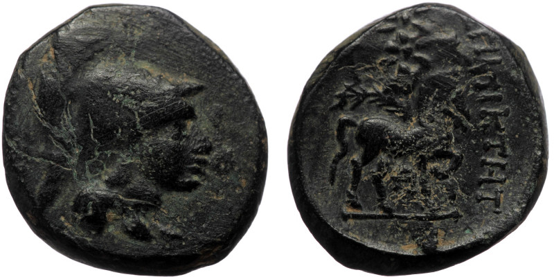 Phrygia, Epikteteis AE (Bronze, 6.75g, 18mm) 2nd-1st centuries BC
Obv: Helmeted ...