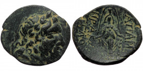 Phrygia. Apameia, AE (bronze, 5,89 g, 22 mm), HPAKΛEI (Herakle-) EΓΛO (Eglo-) (88-40 BC)
Obv:Laureate head of Zeus right 
Rev:AΠAME[ΩN] HPAKΛEI EΓΛO, ...
