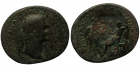 Lydia, Sardis AE (Bronze, 33mm, 14.65g) Domitian, Magistrate: T Fl Metrodoros (strategos for the second time) 
Obv: ΔΟΜΙΤΙΑΝΟϹ ΚΑΙϹΑΡ ϹƐΒΑϹΤΟϹ ΓΕΡΜΑΝΙ...