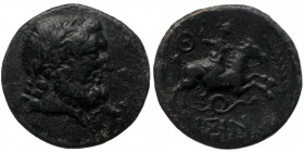 Pisidia, Isinda, AE (bronze, 4,37 g, 19 mm) era of Amyntas?
Obv: laureate head of Zeus, right
Rev: ΙΣΙΝ; rider with spear galloping, right; in right f...