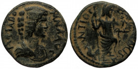 Pisidia, Antioch AE (Bronze, 22nn, 5.28g) Julia Domna, wife of Septimius Severus. Augusta (193-217) 
Obv: IVLIA AVGVSTA, Draped bust right 
Rev: ANTIO...