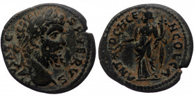 Pisidia, Antiochia. AE (Bronze, 4.60g, 24mm) Septimius Severus (193-211) 
Obv: SEVERVS PIVS AVG, Laureate head right 
Rev: ANTIOCH GEN COL CA, Tyche s...