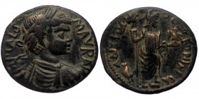 Pisidia. Antiochia. Caracalla (198-217) AE (Bronze, 4.90g, 23mm).
Obv: IMP CAES M AVR AN, Laureate, draped and cuirassed bust right.
Rev: ANTIOCH COLO...